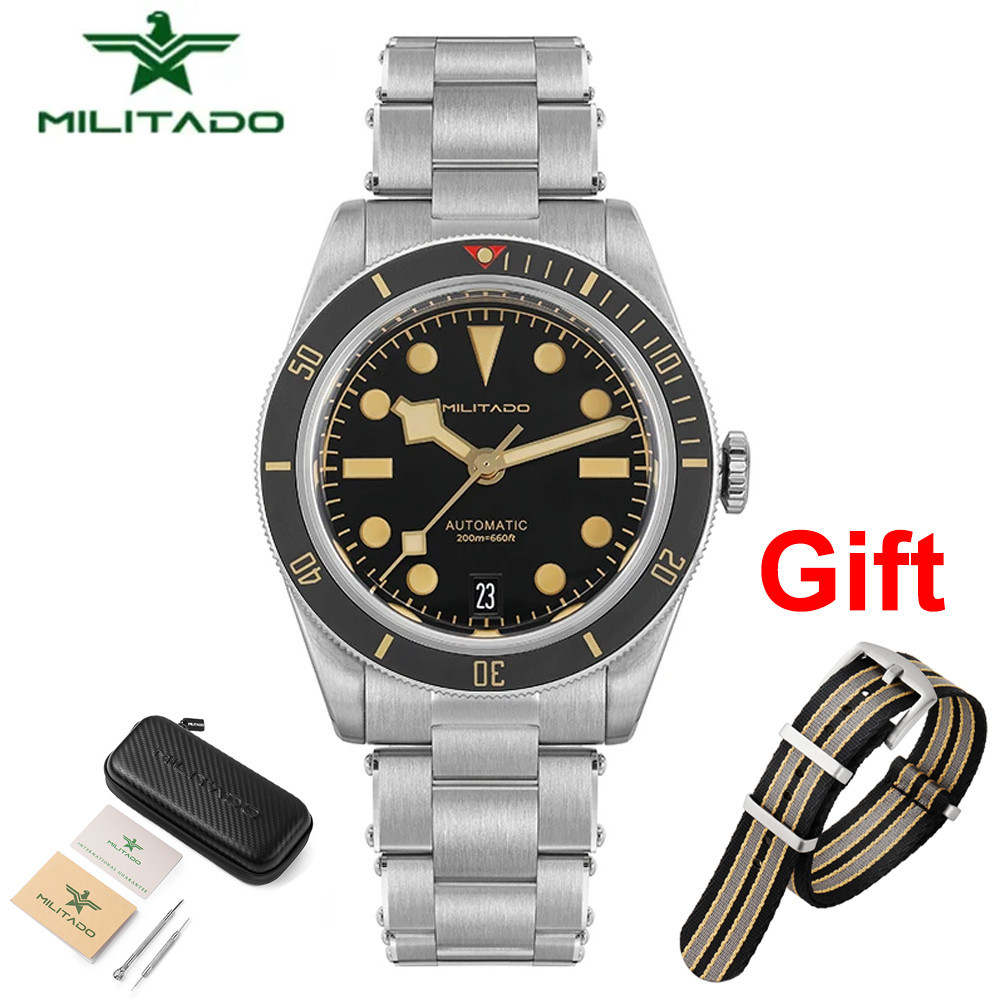 Militado ML06 38 มม.นาฬิกาผู้ชาย BB58 NH35 การเคลื่อนไหวอัตโนมัติ Super C3 Luminous กันน้ํา 20ATM สแตนเลสนาฬิกาวินเทจ