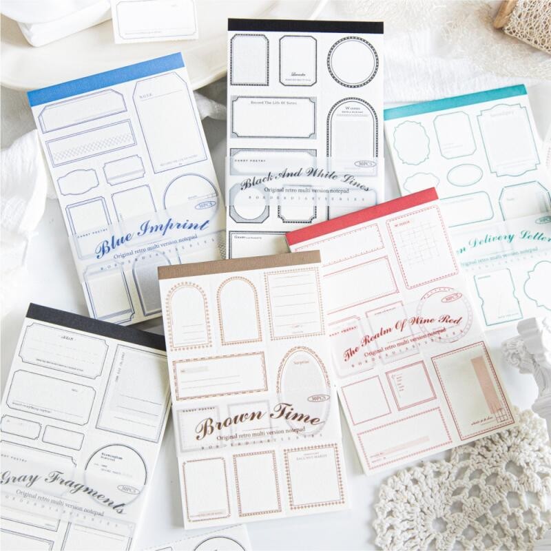 Wei 30 ชิ้น [ชุดไดอารี่ชายแดน] Vintage Journal Sticky Notes Light Memo Pad หมายเหตุกระดาษ Scrapbooking วัสดุโรงเรียนเครื่องเขียนสํานักงาน
