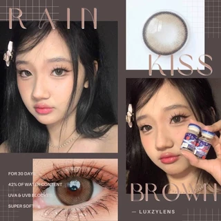 คอนแทคเลนส์(กลาง)🔥Rain Kiss🔥(LuxzyLens) สี : Brown / Gray รายเดือน มีค่าสายตา