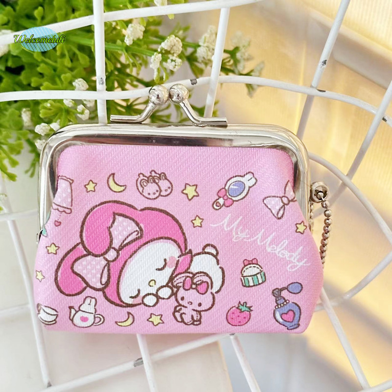 SANRIO [Welcomebili] 1pcหูฟังเหรียญกระเป๋าเก็บแบบพกพาsanrio Kuromi Hello Kittyกระเป๋าเงินเหรียญเล็กๆDIYจี้น่ารักPUกระเป๋าสตางค์หัวเข็มขัดขนาดเล็กใหม่