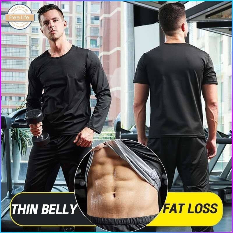 ชุดซาวน่าชายเหงื่อลดน้ําหนักอย่างรวดเร็วยิมออกกําลังกายออกกําลังกายออกกําลังกายจ๊อกกิ้งโยคะขี่จักรยาน - รูปที่ 2