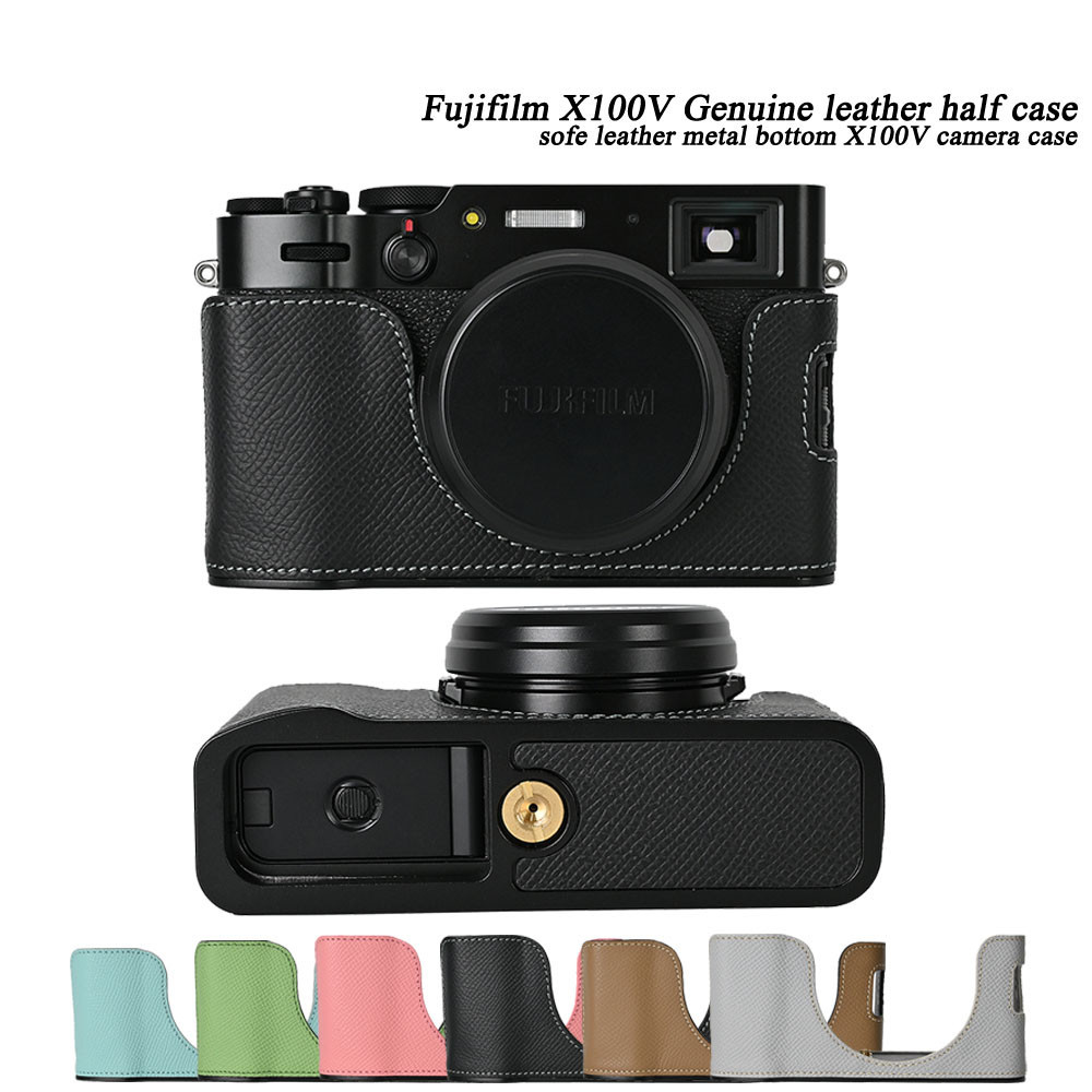 X100V กระเป๋ากล้องหนังทําด้วยมือกล้องครึ่งสําหรับ Fujifilm X100V