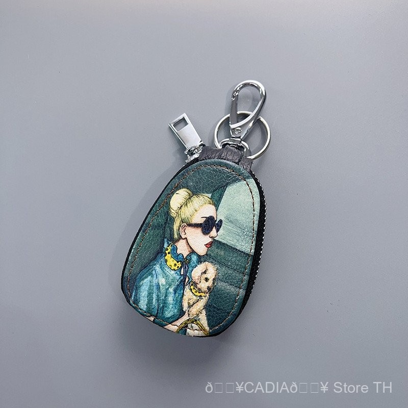 สินค้าใหม่2024กระเป๋าใส่กุญแจหนังผู้หญิงกระเป๋าใส่เหรียญสไตล์ย้อนยุคแฟชั่นซิปห้อยกระเป๋าใส่กุญแจรถพิมพ์สีกระเป๋าผู้หญิงของขวัญ - รูปที่ 3