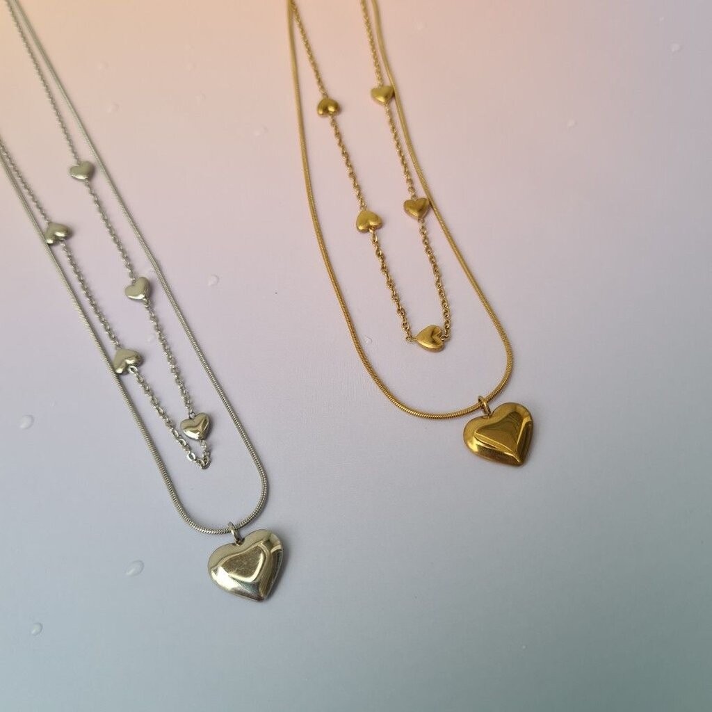 (WELRY.acc) พร้อมส่ง สร้อยคอเลเยอร์ หัวใจ รุ่น Bijou