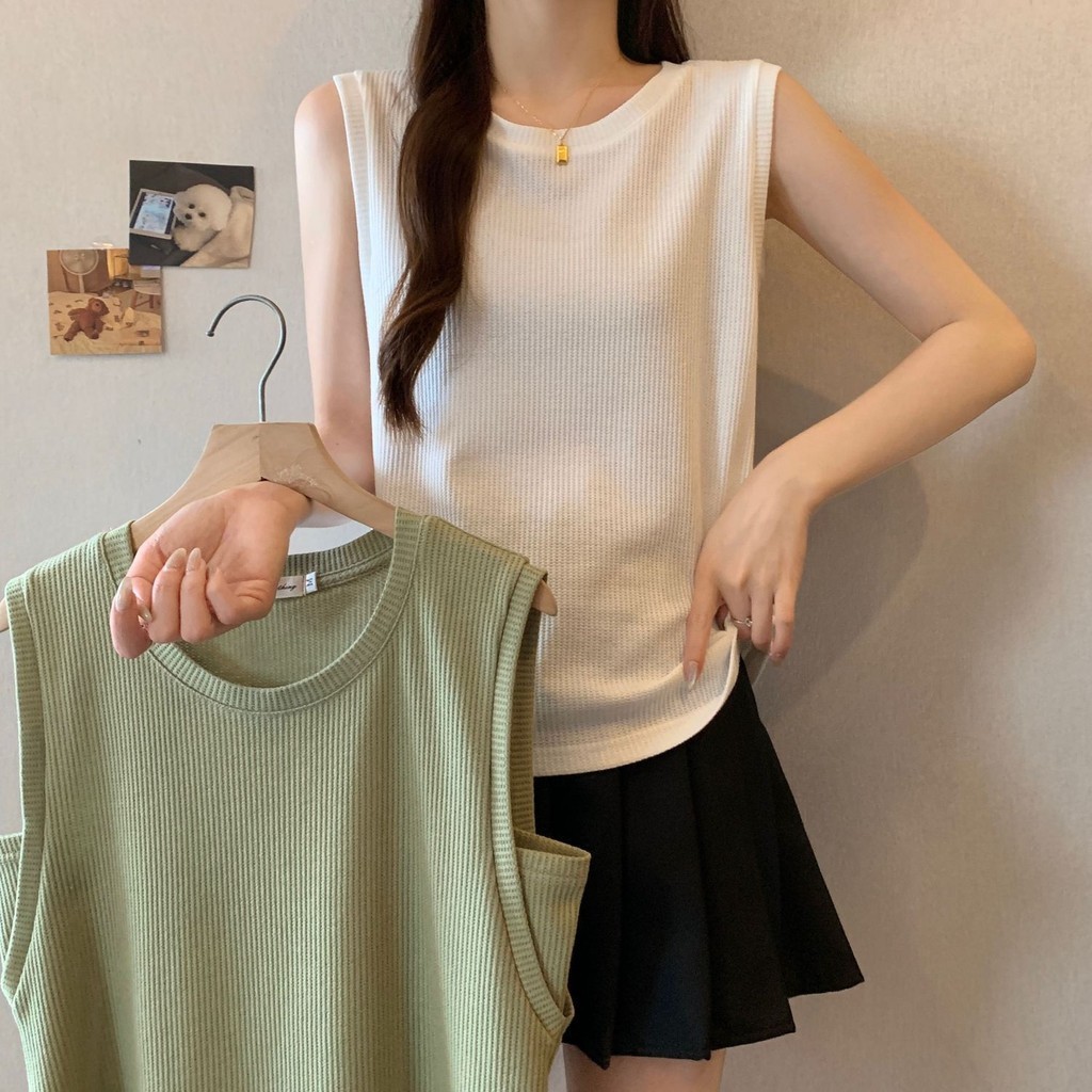 พลัสขนาดผู้หญิง M-4XL Casual Plain Basic เสื้อกล้ามสีทึบ A-line สีขาวสีดําแขนกุดหญิง Camisoles แฟชั่นฤดูร้อน Tops