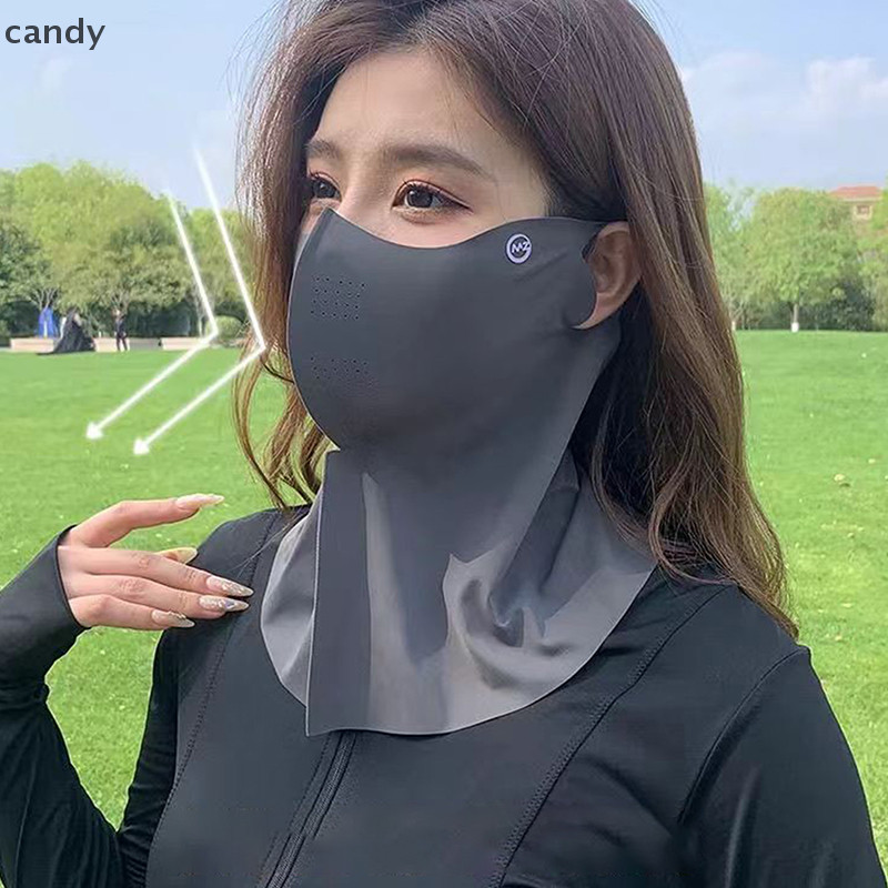 Ndy ผู้หญิงฤดูร้อน UV Protection ผ้าพันคอคอผ้าไหมน้ําแข็ง Face Mask ฝาครอบกลางแจ้งห่อกีฬาขี่จักรยาน Sun Proof กันฝุ่น N