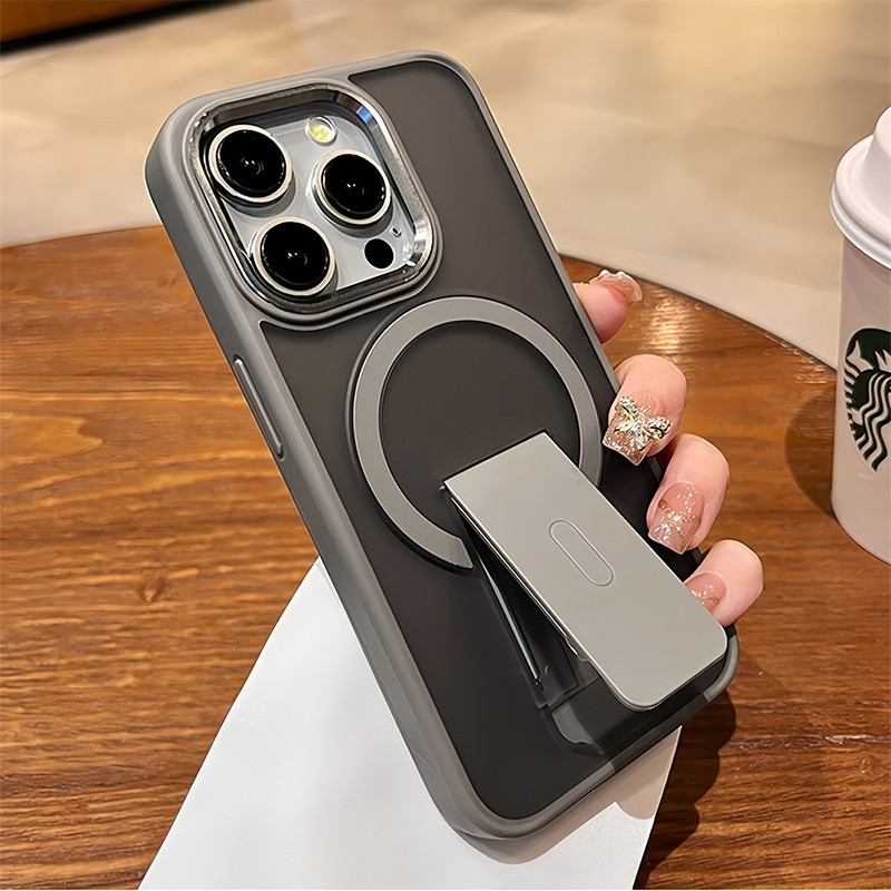 โลหะหรูหราวงเล็บแม่เหล็ก Lanyard สําหรับ iPhone 12 13 14 15 16 17 Pro max Air Plus mecha ซิลิโคนกันกระแทก