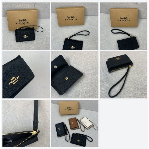 กระเป๋าสตางค์ใหม่ผู้หญิงกระเป๋าใส่เหรียญ CP435 CP433 Corner Zip Wristlet Women Short Coin Purse