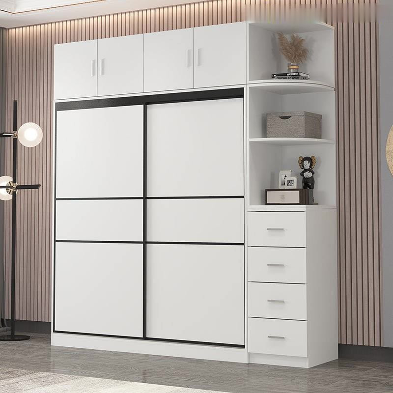 2 doors Wardrobe Clothes Storage Cabinet  / sliding Door solid wood panel storage cabinet