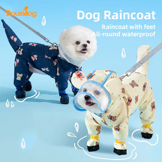 Dog Outing กันน้ํารวมทุกอย่างเวอร์ชั่นเกาหลีน่ารักพร้อมฟุต Traction เสื้อกันฝนสัตว์เลี้ยงสุนัขขนาดกลางขนาดใหญ่