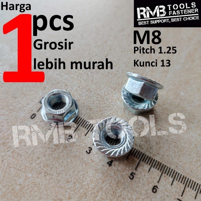 FLANGE NUT M8 กุญแจสีขาว 13 PITCH 1.25