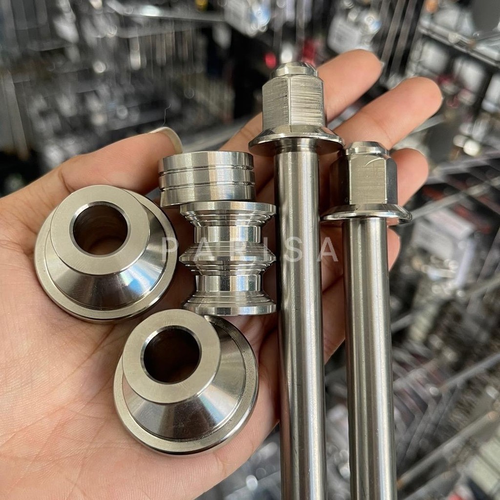ชุดสุดคุ้ม แกนล้อหน้า+แกนล้อหลัง+บูชล้อหน้า+บูชล้อหลัง W125I/Sบังลม หัวเถิกไมล์ดิจิตอล ได้6ชิ้น