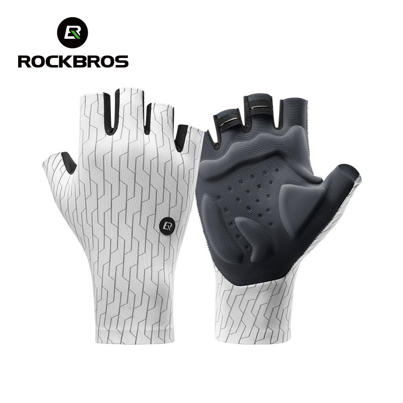 ROCKBROS ขี่จักรยานถุงมือระบายอากาศกันกระแทกฟองน้ํา จักรยานเสือภูเขา จักรยานถนนถุงมือผู้หญิงผู้ชายครึ่งนิ้วเต็มนิ้วถุงมือจักรยาน