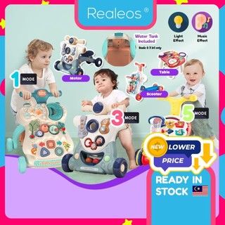 Realeos 6 in 1 Baby Walker Toddler Sit to Stand Learning Walker Music Toys Water Tank Musical Kids Play Toy Educational