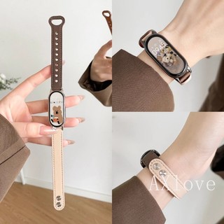 สายรัดสําหรับ Xiaomi Mi Band 10 9 8 สร้อยข้อมือแฟชั่นหนังสายรัดข้อมือ Miband 9NFC Correa Mi Band 5 6 4 3 สาย