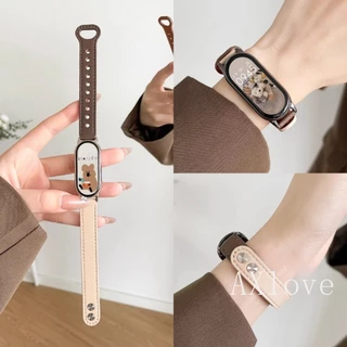 สายรัดสําหรับ Xiaomi Mi Band 10 9 8 สร้อยข้อมือแฟชั่นหนังสายรัดข้อมือ Miband 9NFC Correa Mi Band 5 6 4 3 สาย
