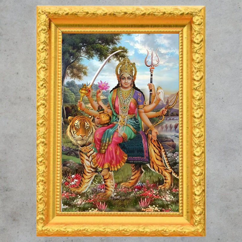 รูปภาพ รูปมงคล IN13 รูปพระแม่ทุรคา เทพีแห่งการปกป้องและทำลายล้างความชั่วร้าย 4x6 นิ้ว ตั้งโต๊ะทำงาน