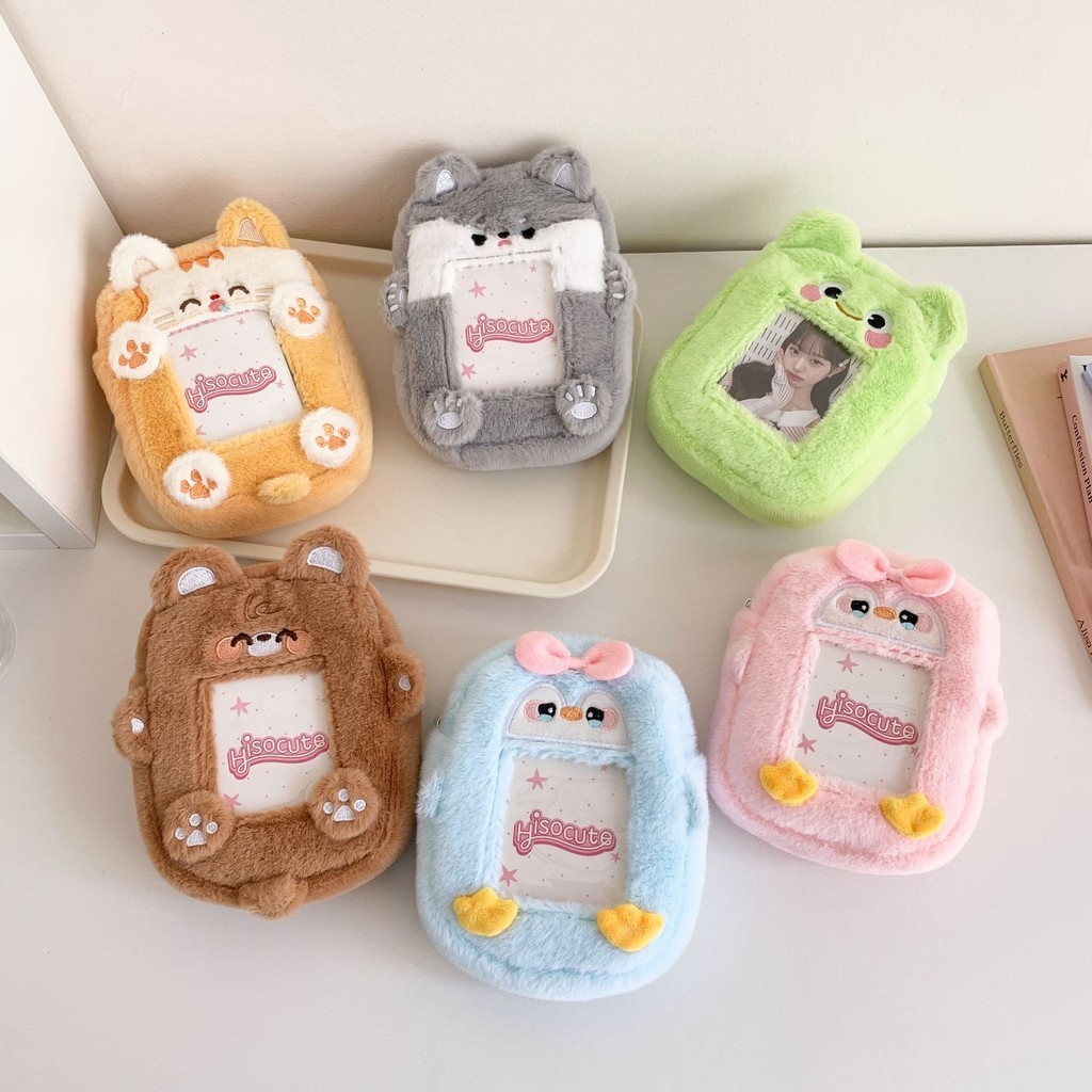 Ins Animal Plush Card Holder Student Cute Cartoon Coin Purse Idol Small Card Storage Card Sleeve Pendant Bag
