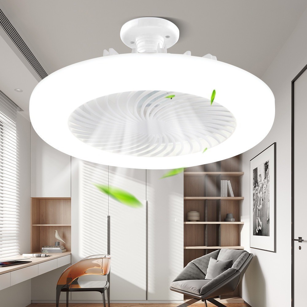 พัดลมโคมไฟ พัดลม E27 โคมไฟเพดาน LED 30W พัดลมติดเพดาน พร้อมหลอดไฟ มาพร้อมรีโมทคอนโทรล