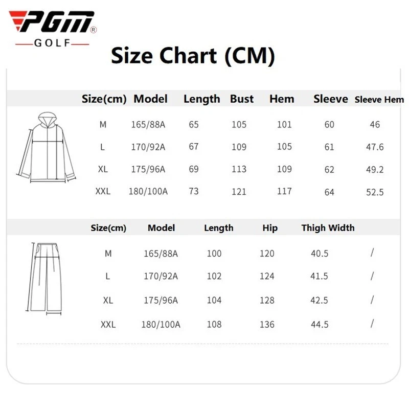 ชุดเสื้อกันฝนและกางเกง GM Golf สำหรับผู้ชายและผู้หญิง thumbnail 6