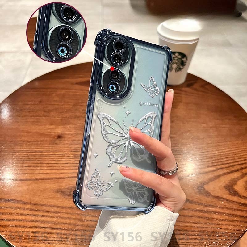 เคสoppo A38 A18 A17 A17K A58 A3 Pro A98 A78 A77 5g A96 A76 เคสกรณีCarema ProtectorใสหรูหราความงามกันกระแทกหนาAir Cushion Anti-Fall