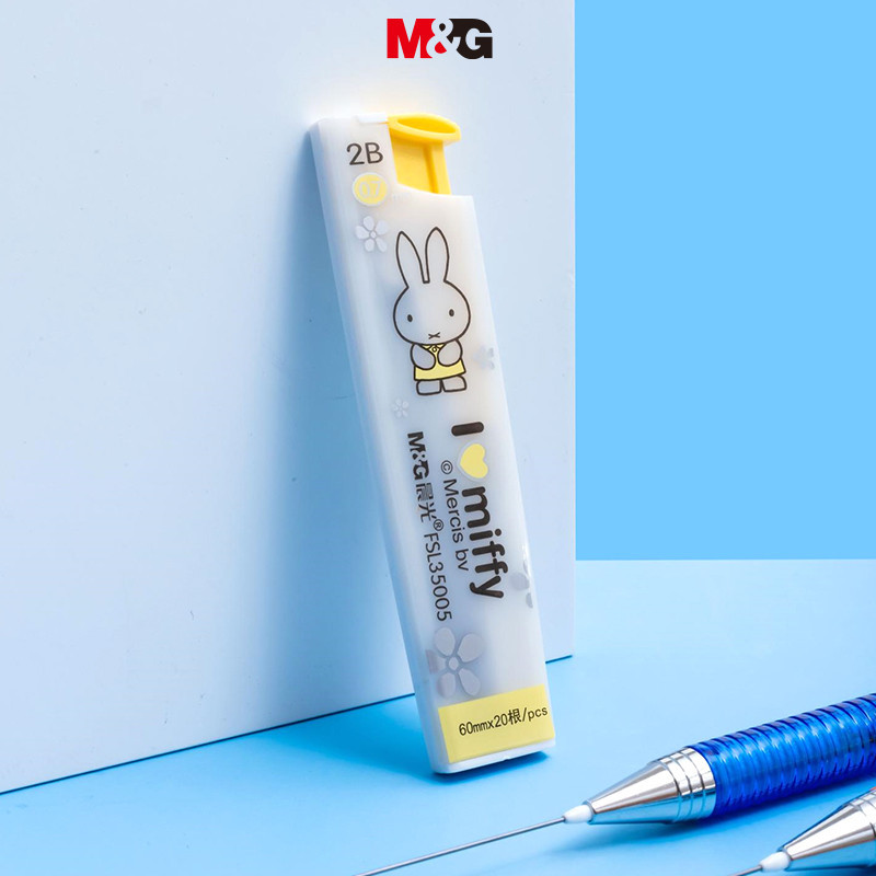 M&g เครื่องเขียนเรซินตะกั่ว HB 2B ดินสออัตโนมัติเปลี่ยนตะกั่วไม่ง่ายที่จะทําลาย 0.5 มม. 0.7 มม.นักเรียนสอบวาดดินสอตะกั่ว MG