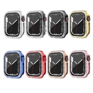 สําหรับ Apple Watch 40/41/44/45 มม.38 มม.42 มม.49 มม.สําหรับ iwatch กระจกนิรภัยเพชรกรณีฝาครอบปลอก