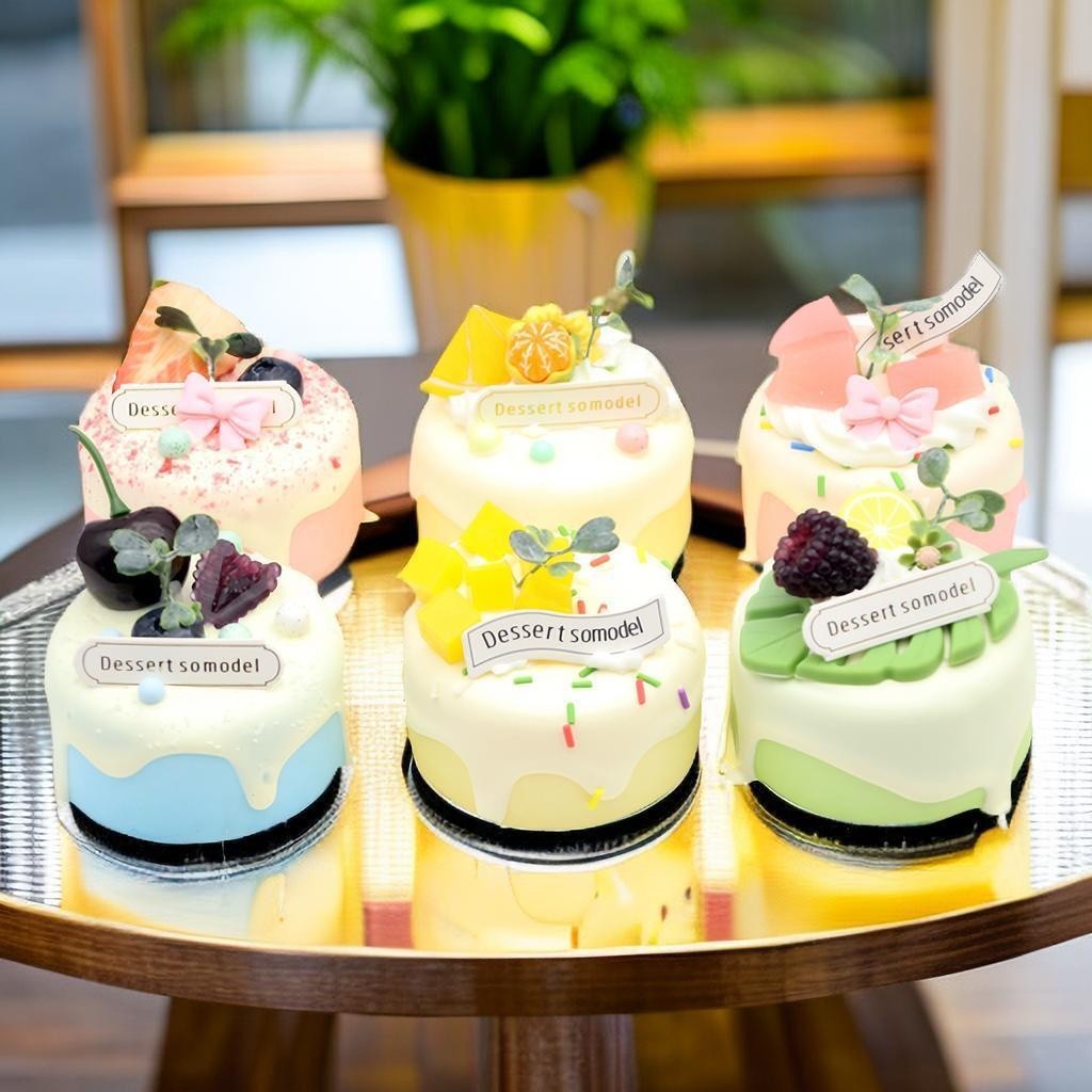 เค้กครีม เค้กแยม เค้กผลไม้ สำหรับตกแต่งบ้านร้านขนม เค้ก สีสันสดใส ตกแต่งร้านเบเกอรี่ ร้านกาแฟ พร๊อพถ่ายรูป