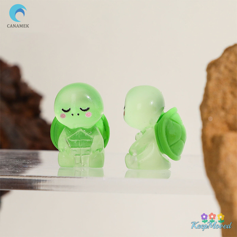 Keepmoved 2 ชิ้น Luminous เรซิ่นเต่า Micro ภูมิทัศน์เดสก์ท็อปตกแต่งการ์ตูน DIY อุปกรณ์เสริมบ้านตุ๊กตา Fairy Garden Decor ใหม่