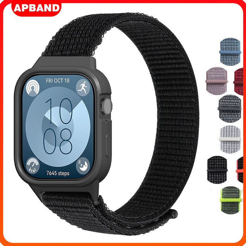 สายรัดเคส TPU สำหรับ Huawei Fit 3 smartwatch HUAWEI WATCH Fit 3ตัวป้องกันหน้าจอ NYLON LOOP BAND