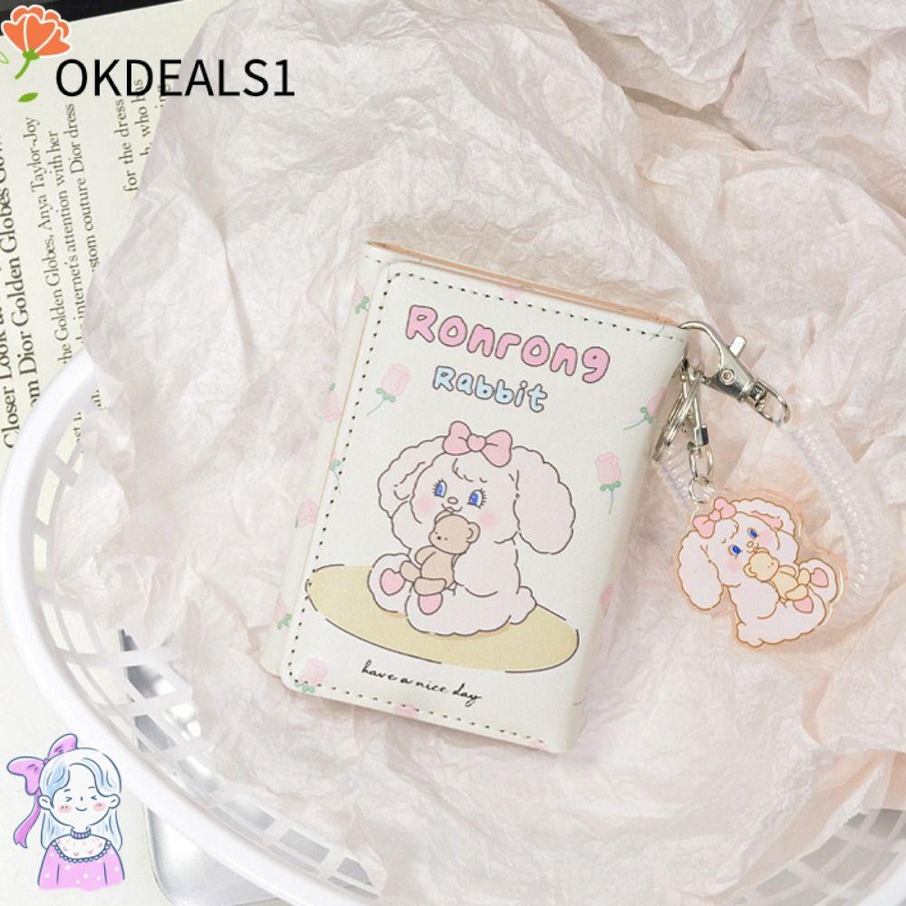 Dealshop กระเป๋าสตางค์ใบสั้น, Anti Thief Tulip Bunny กระเป๋าใส่เหรียญ, ตลกหนัง PU พร้อมสายรัดข้อมือจี้กระต่ายกระเป๋าเงินผู้หญิง