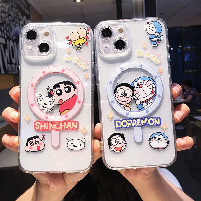 น่ารักโดราเอมอนเครยอนชินจังเคสโทรศัพท์แม่เหล็กสําหรับiphone 16 Pro Max 15 Pro Max 14 Pro Max Plusโทรศัพท์ฝาหลังสําหรับiPhone 11 12 13 Pro Maxกลับเชลล์