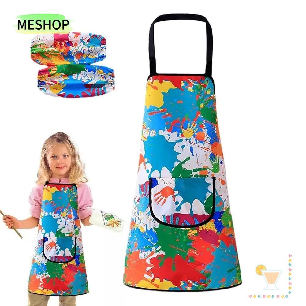 MESHOPTH ผ้ากันเปื้อนศิลปะเด็ก ทําความสะอาดง่าย กันน้ํา โพลีเอสเตอร์ สําหรับครัวและวาดภาพ
