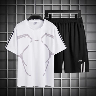 ( เสื้อยืด+กางเกงขาสั้น ) เสี้อกีฬา ใส่ได้ทั้งชายและหญิง ใส่วิ่ง ซับเหงื่อ ชุดวิ่ง ชุดกีฬา
