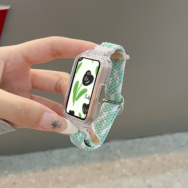 สายรัดไนลอนแบบปรับได้พร้อมเคสสําหรับ Redmi Smart Band 3 2 สมาร์ทวอท์ชสร้อยข้อมือยืดหยุ่นสําหรับ Xiaomi Smart Band 9 Active / 8 Active Braided Solo Loop สายรัดข้อมือ - รูปที่ 7
