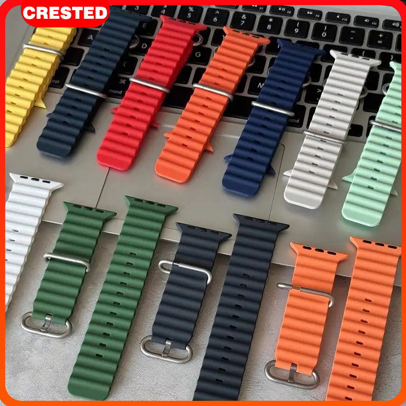 สำหรับ for iWatch Smart Watch Series 11/10 9 8 7 6 5 SE Ocean ยางสมาร์ทนาฬิกาสายรัดข้อมือ ULTRA 2 49มม.46มม.  45 44 42