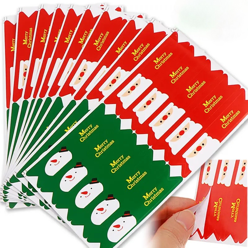 Merry Christmas สติกเกอร์ DIY Xmas กล่องของขวัญกระเป๋าห่อฉลากปิดผนึกซองจดหมายการ์ดสมุดภาพสติกเกอร์สําหรับปีใหม่ Party Decor