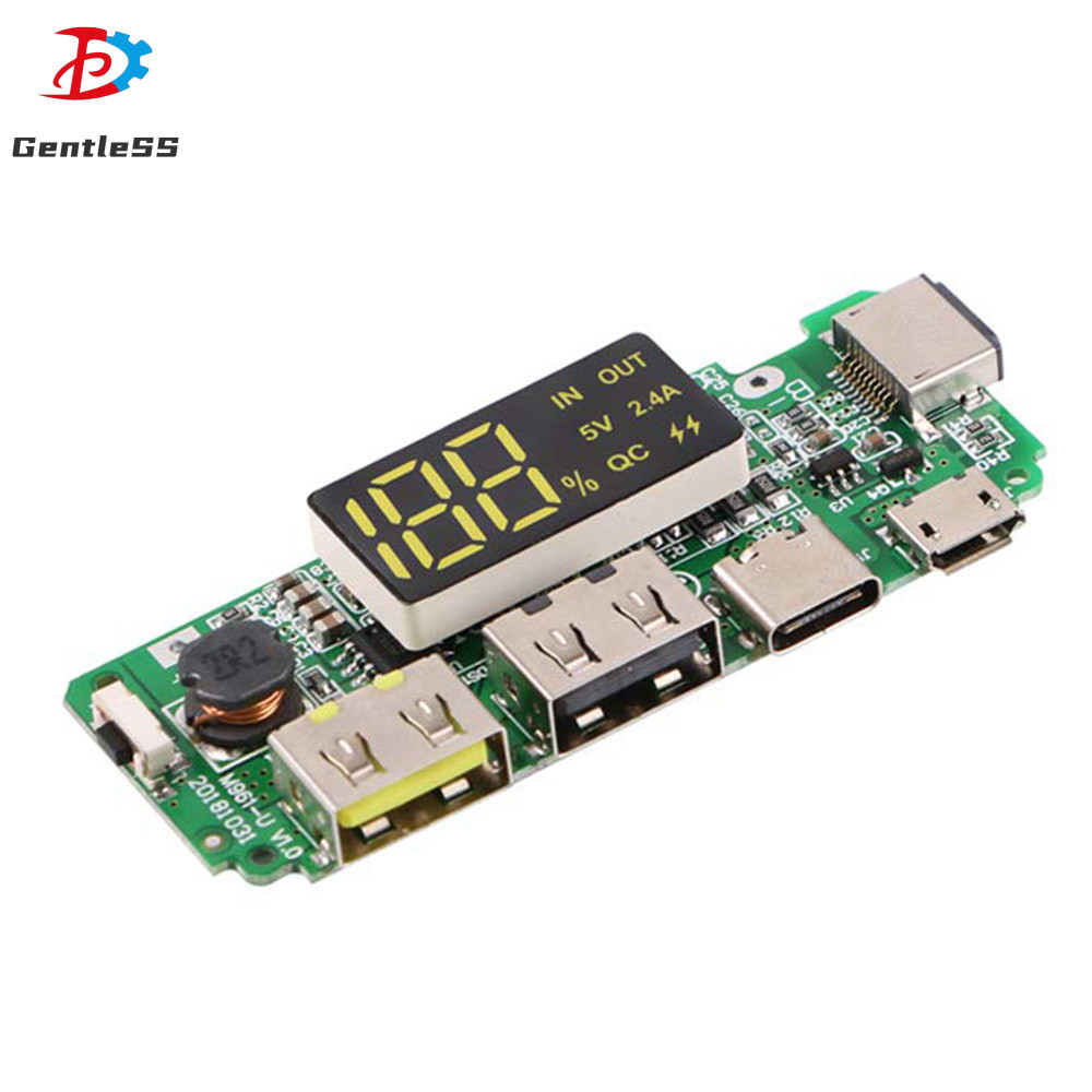 18650 แบตเตอรี่ลิเธียม QC Flash Charge Power Bank DIY Board 5V 2.4A Fast Charge Boost Circuit Board