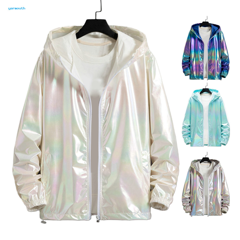 YYR-เสื้อแจ็กเก็ตแขนยาว มีฮู้ด แต่งซิป สีสันสดใส แฟชั่นฤดูใบไม้ผลิ และฤดูใบไม้ร่วง สไตล์สตรีท สําหรับผู้ชาย