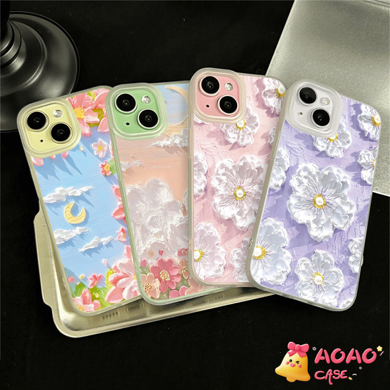 ภาพวาดสีน้ำมันดอกไม้เล็กๆ ในฤดูใบไม้ผลิ เคสIPhone 15 11 13 12 14 Pro Max XR 7Plus 7 8 15 Plus X XS MAX SE 2020