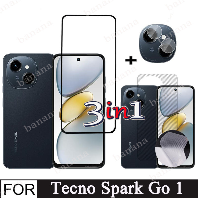 Tecno Spark Go 1 กระจกนิรภัยป้องกันหน้าจอสําหรับ Tecno Spark Go 2025 2024 Go1 3 in 1 Full Coverage ฟ