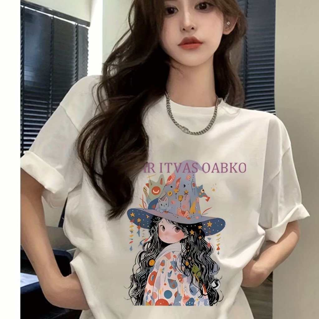 《เสื้อยืดพิมพ์ลายใหม่》เสื้อการ์ตูน แขนสั้นลําลอง คอกลม skirt เสื้อ แฟชั่น