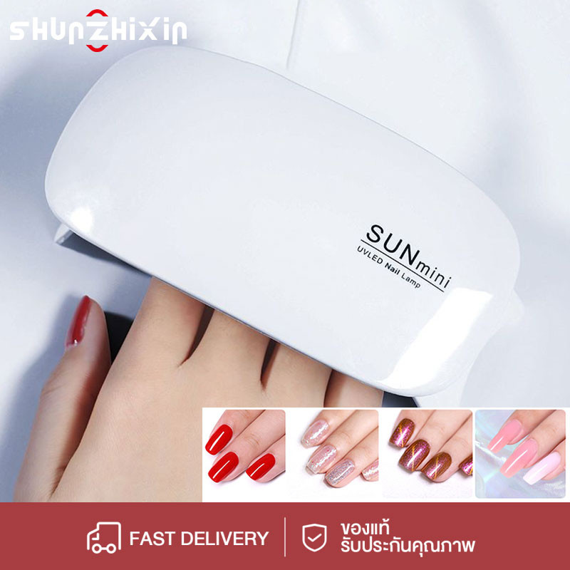 SZX 6W เครื่องเป่าเล็บ LED หลอดไฟยูวีแบบพกพา ศิลปะเพ็นท์เล็บกันแดดเจลเคลือบเงาเครื่องบ่มสำหรับใช้