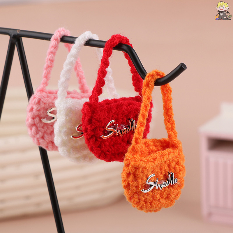 [CL] 1:12 Mini กระเป๋าสะพายทอน่ารักKnitgกระเป๋าขนสัตว์Crossbodyกระเป๋าตุ๊กตาตุ๊กตาของเล่นอุปกรณ์เสริ