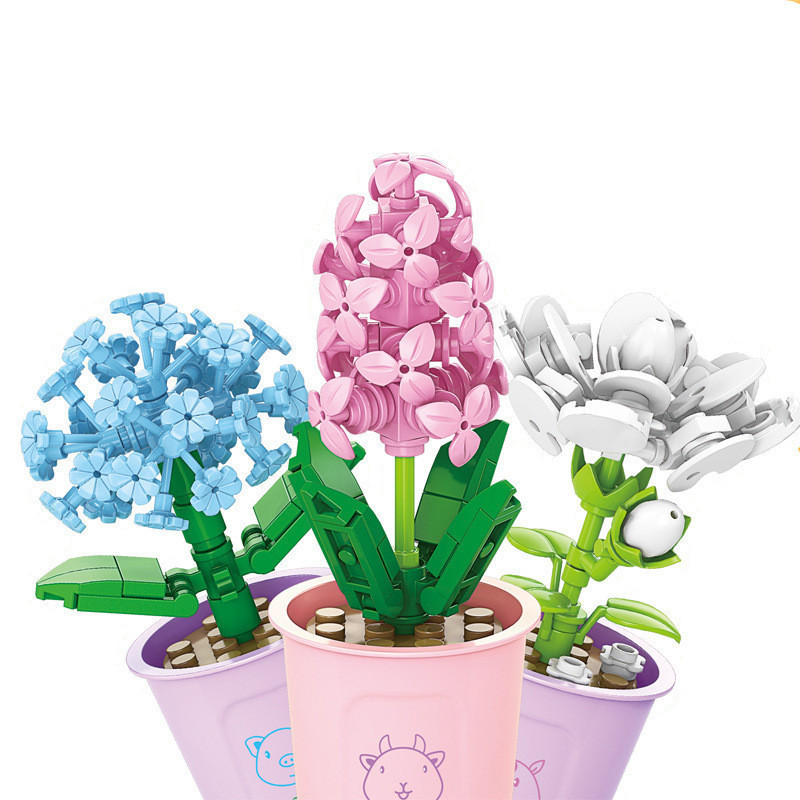 🔥พร้อมส่ง🔥 บล็อคตัวต่อ กระถางต้นไม้ บล็อกตัวต่อเลโก้ เลโก้ดอกไม้ ดอกไม้อวบน้ํา DIY ของเล่น ของขวัญ สําหรับเด็ก - รูปที่ 6