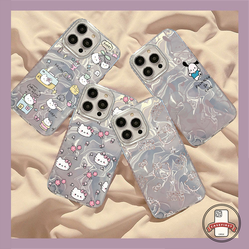 การ์ตูนแมวคิตตี้น่ารัก Pochacco ตลกเคสเข้ากันได้กับ IPhone 14 15 13 11 12 Pro Max 7Plus 15 14 6 6s 7 8 Plus XR X XS Max