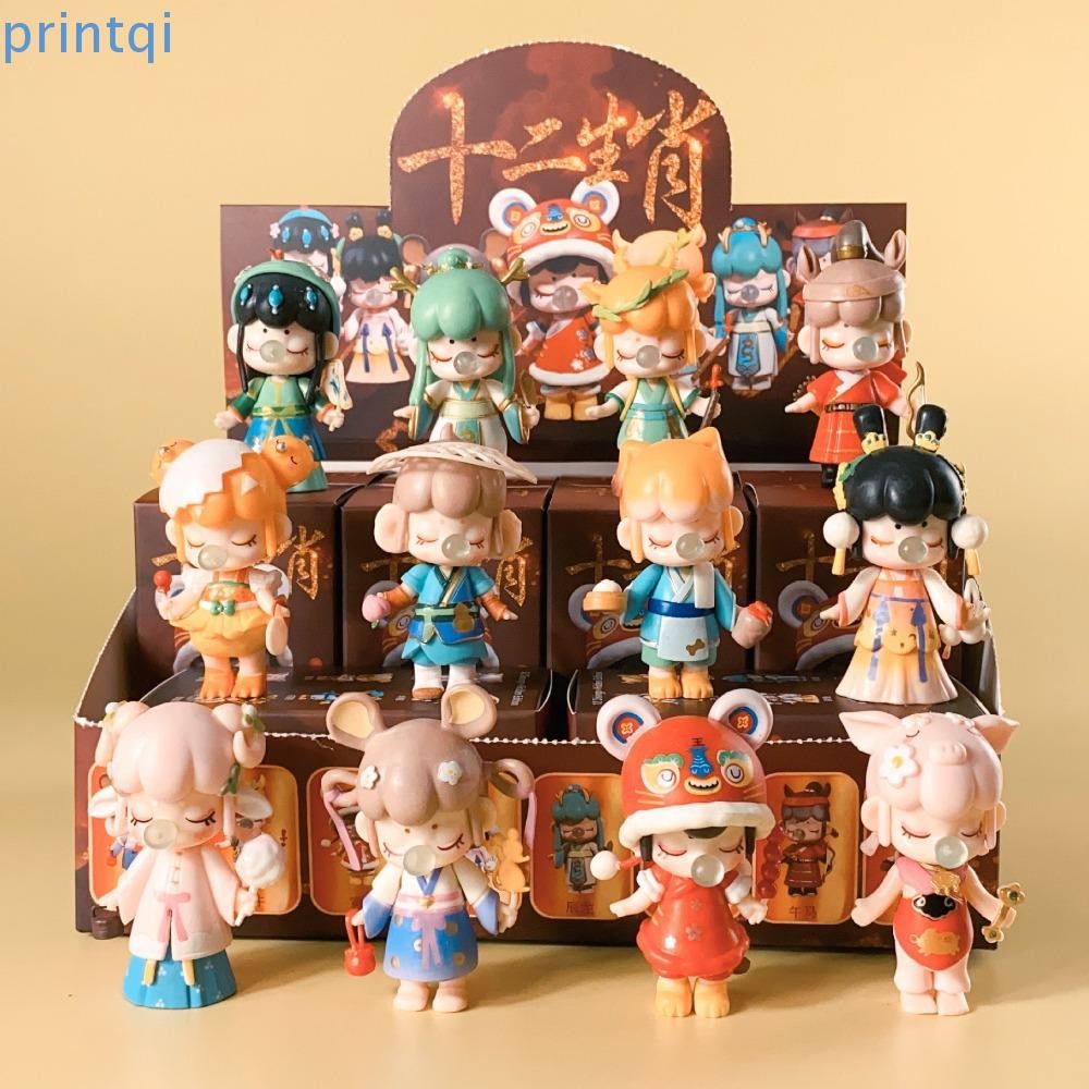 กล่อง PRINTQI, กล่องตุ๊กตา Nanci, ของขวัญ 12 Zodiac Rolife กล่องสไตล์จีนของเล่น
