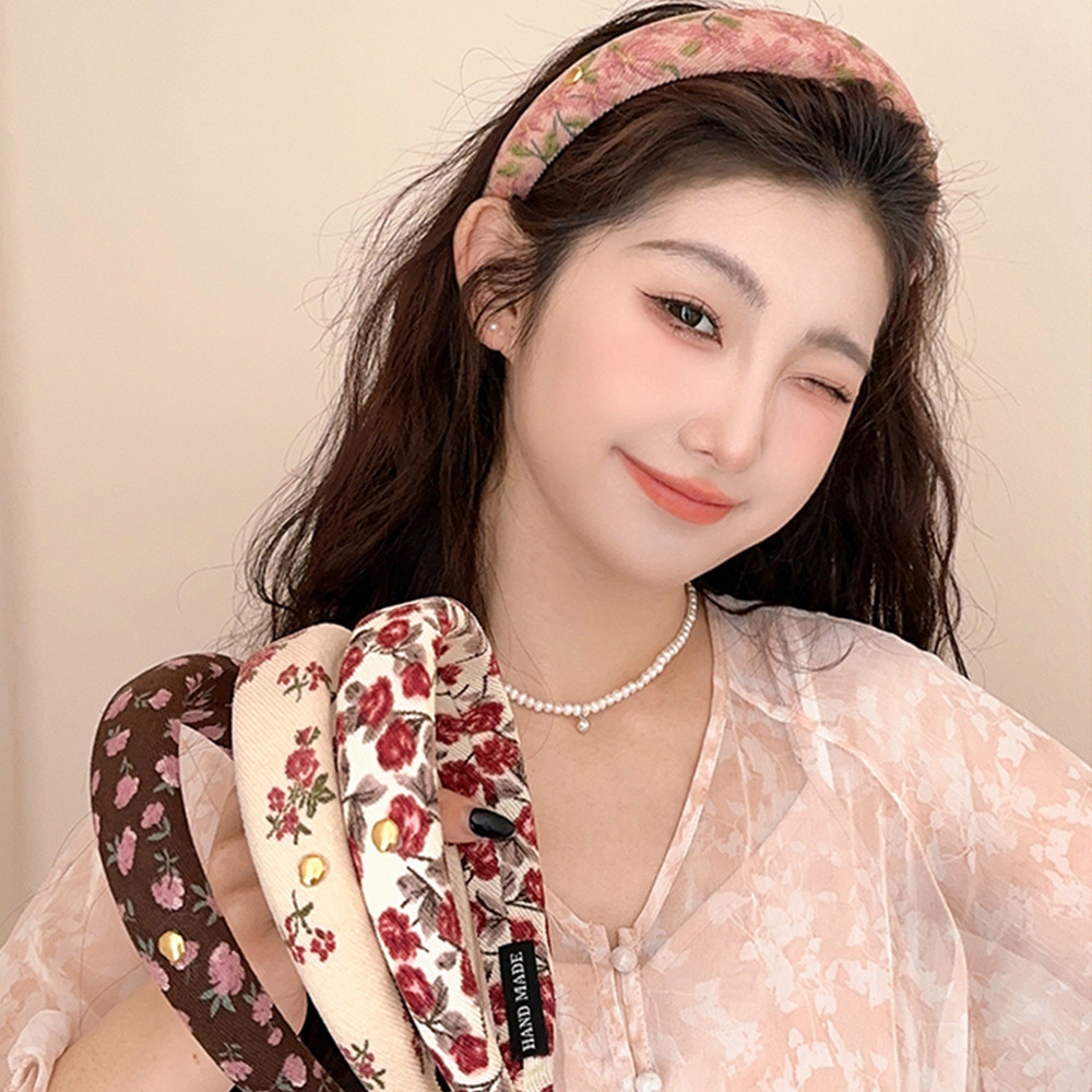 ที่คาดผมลายดอกไม้ย้อนยุคฝรั่งเศสแฟชั่นอเนกประสงค์ที่คาดผมหวานอารมณ์ที่คาดผมอ่อนโยนเครื่องประดับผม - รูปที่ 2