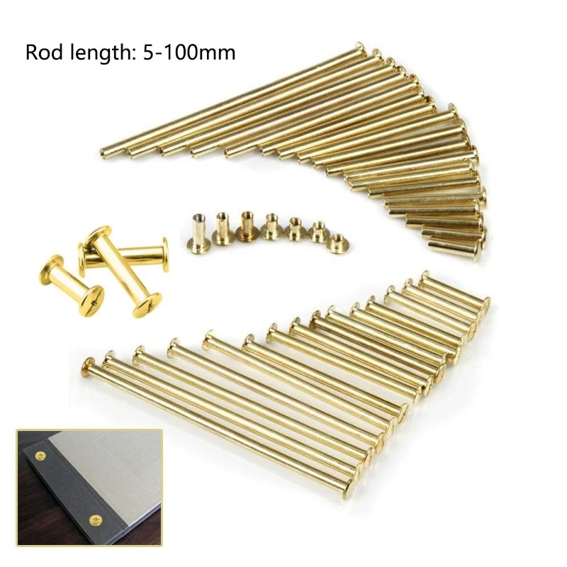 5/10/25Pcs Solids Brass Binding Chicago Screws Nail Stud Rivets For Photo Album Leather Craft