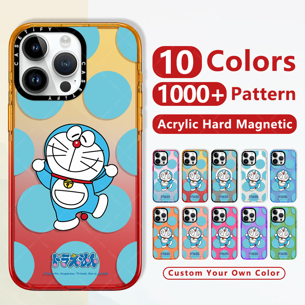 แฟชั่นกันกระแทกใสแข็งใสไอโฟนแม่เหล็กชาร์จได้caseเคสญี่ปุ่นน่ารักอะนิเมะการ์ตูนเต้นรําโดราเอมอนสําหรับiphone 16 14 Pro 13 15 Pro Max 12 14 Plusหรูหราคุณภาพสูงยี่ห้อป้องกันสีเหลืองฝาปิดใสขอบเรียบแข็งปกป้องโทรศัพท์มือถืออุปกรณ์เสริมสำหรับ Tify